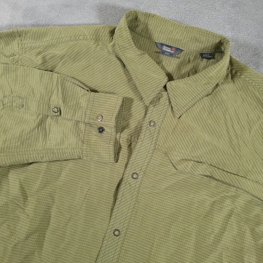 Royal Robbins Shirt Mens XXL Green Plaid Button Up Long Sleeve Outdoor Modal
